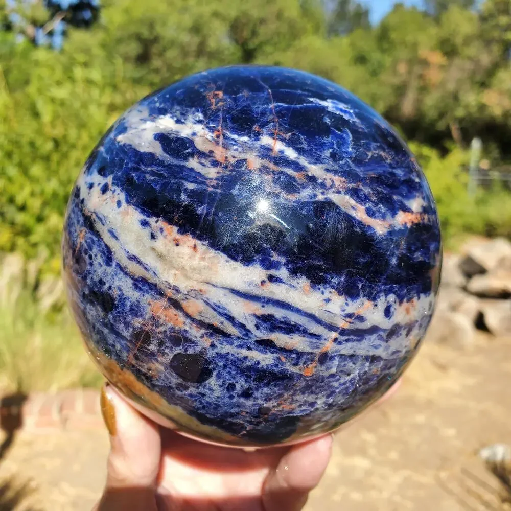 XL Dark Blue Sodalite Crystal Sphere 107mm 1840 grams